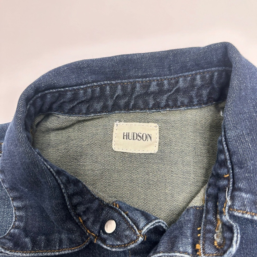 Hudson Girls Jean Jacket Blue Distressed Medium Wash Stretch Collared Pockets M - Picture 5 of 10